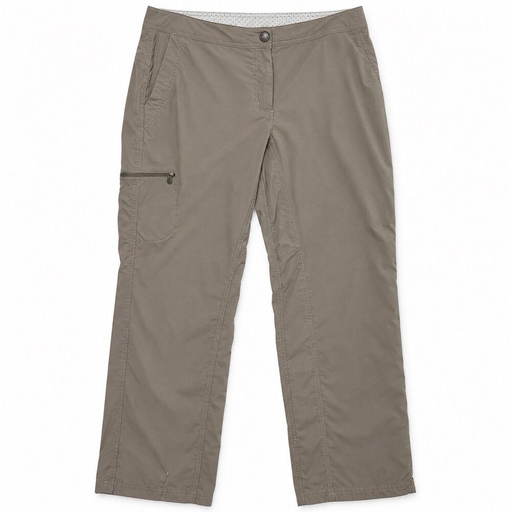 L.L.Bean Women's Comfort Trail Pants Water-Repellent Straight Leg Taupe 10